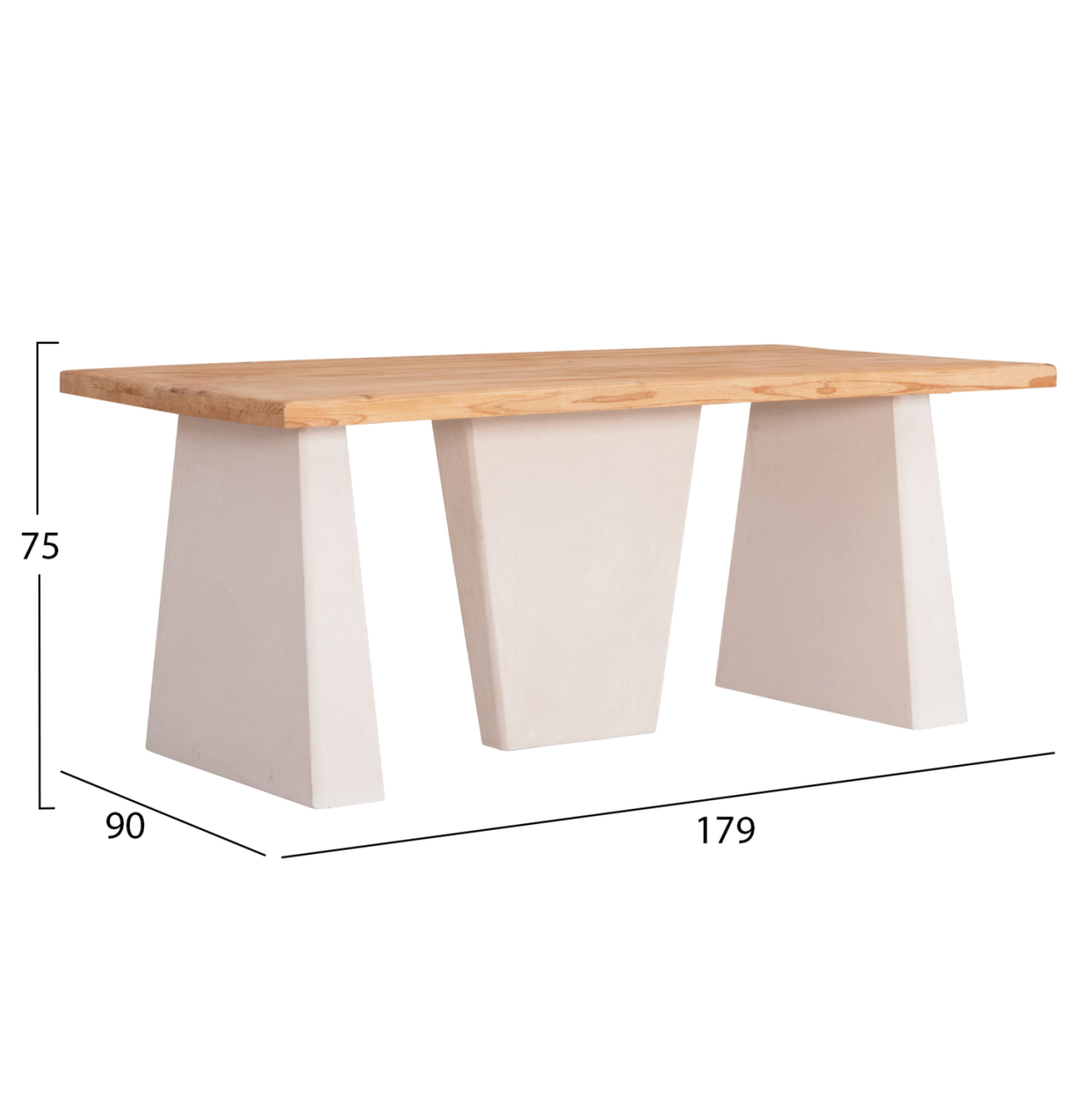 DINING TABLE SERIES SANTORINI HM18042 FIR WOOD TABLETOP-MDF LEGS IN OFF WHITE 180x90x75Hcm. [2]