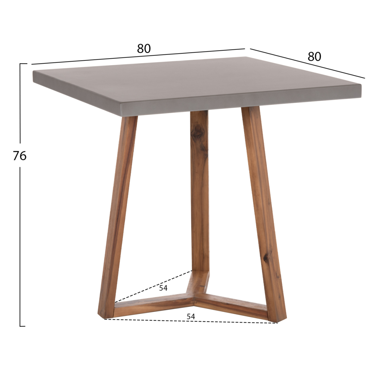 DINING TABLE SQUARE PRIVO HM6602.01 GREY FIBER CEMENT--ACACIA WOOD 80x80x76Hcm. [2]