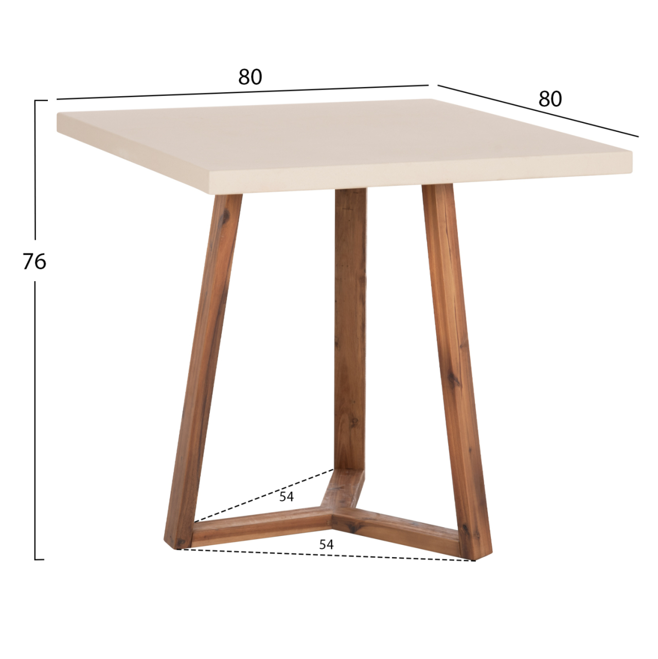 DINING TABLE SQUARE PRIVO HM6602.02 BEIGE FIBER CEMENT--ACACIA WOOD 80x80x76Hcm. [2]