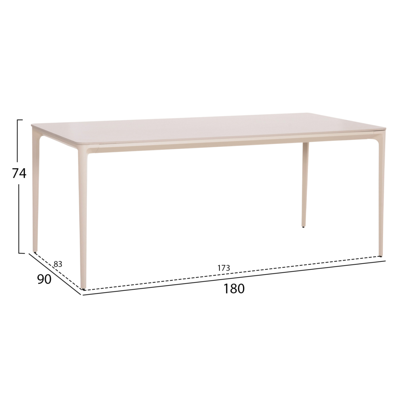 DINING TABLE STAD HM6557.02 BEIGE ALUMINUM FRAME--WHITE SINTERED STONE 180x90x74Hcm. [2]