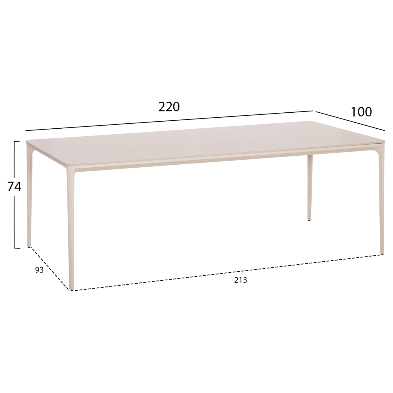 DINING TABLE STAD HM6558.02 BEIGE ALUMINUM FRAME--WHITE SINTERED STONE 220x100x74Hcm. [2]