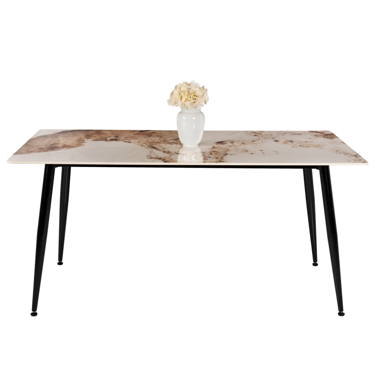 DINING TABLE TOM HM8588.03 SINTERED STONE-GLOSSY BROWN-WHITE MARBLE 160x90x76Hcm. [3]