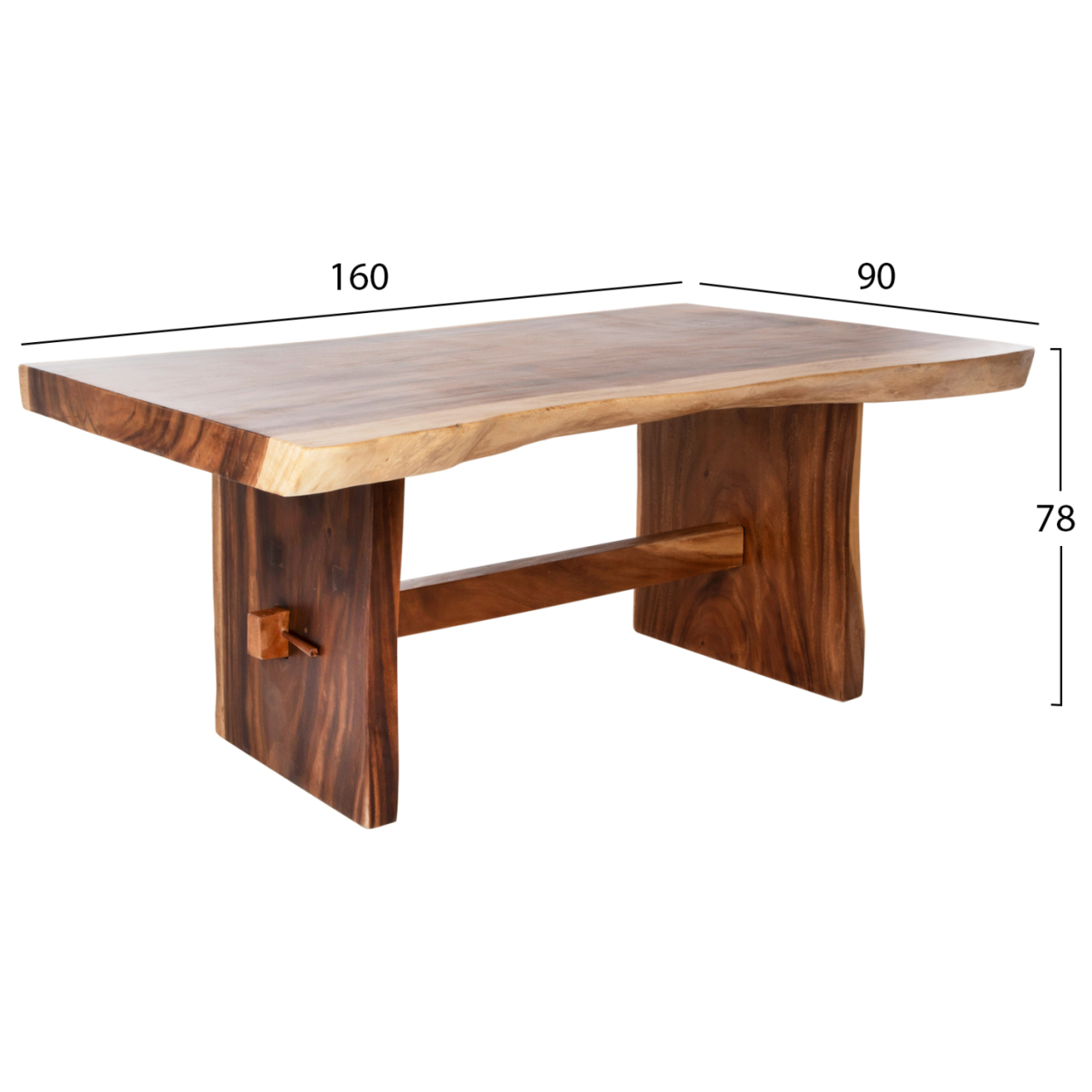 DINING TABLE ULYSES HM9888 SOLID SUAR WOOD IN NATURAL-9cm TOP THICKNESS 160X90X78Hcm. [2]