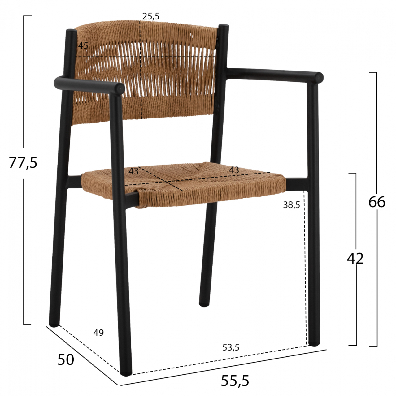 DINNING SET 5PCS POLYWOOD TABLE 120X80 AND CHARCOAL ALUMINUM CHAIRS HM11430 [3]