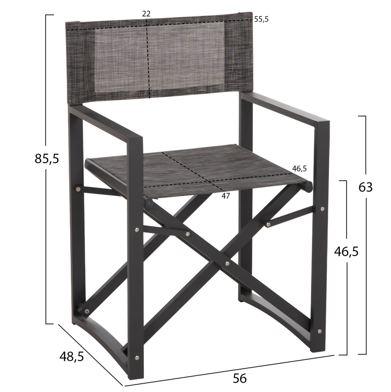 DIRECTOR'S CHAIR ALUMINUM DUPRE HM5094.01 GREY COLOR 57x48,5x85.5Hcm. [2]