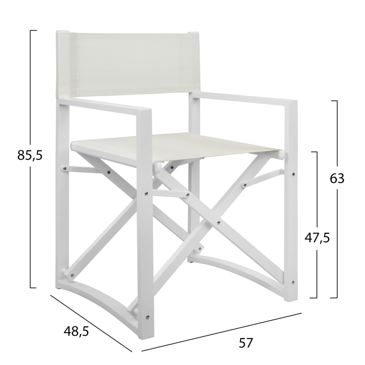 DIRECTOR'S CHAIR ALUMINUM DUPRE HM5094.02 WHITE COLOR 57x48,5x85.5Hcm. [2]