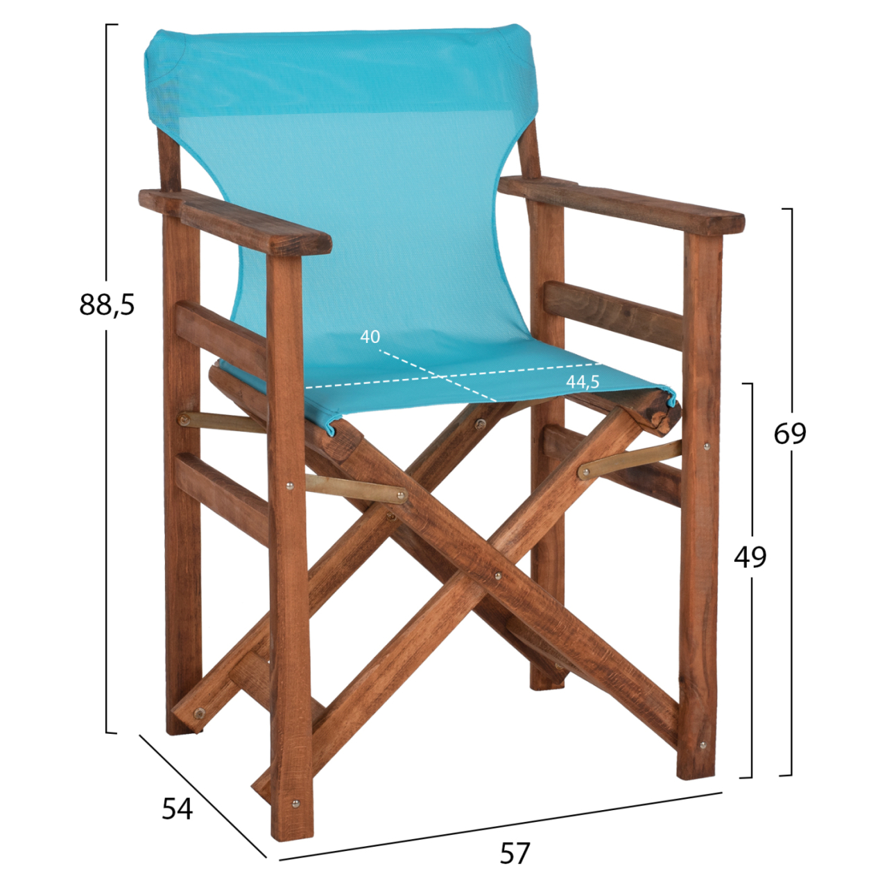DIRECTOR'S CHAIR LIMNOS HM10368.08 IN WALNUT COLOR AND SKY BLUE TEXTILENE 57x54x88,5Hcm. [2]