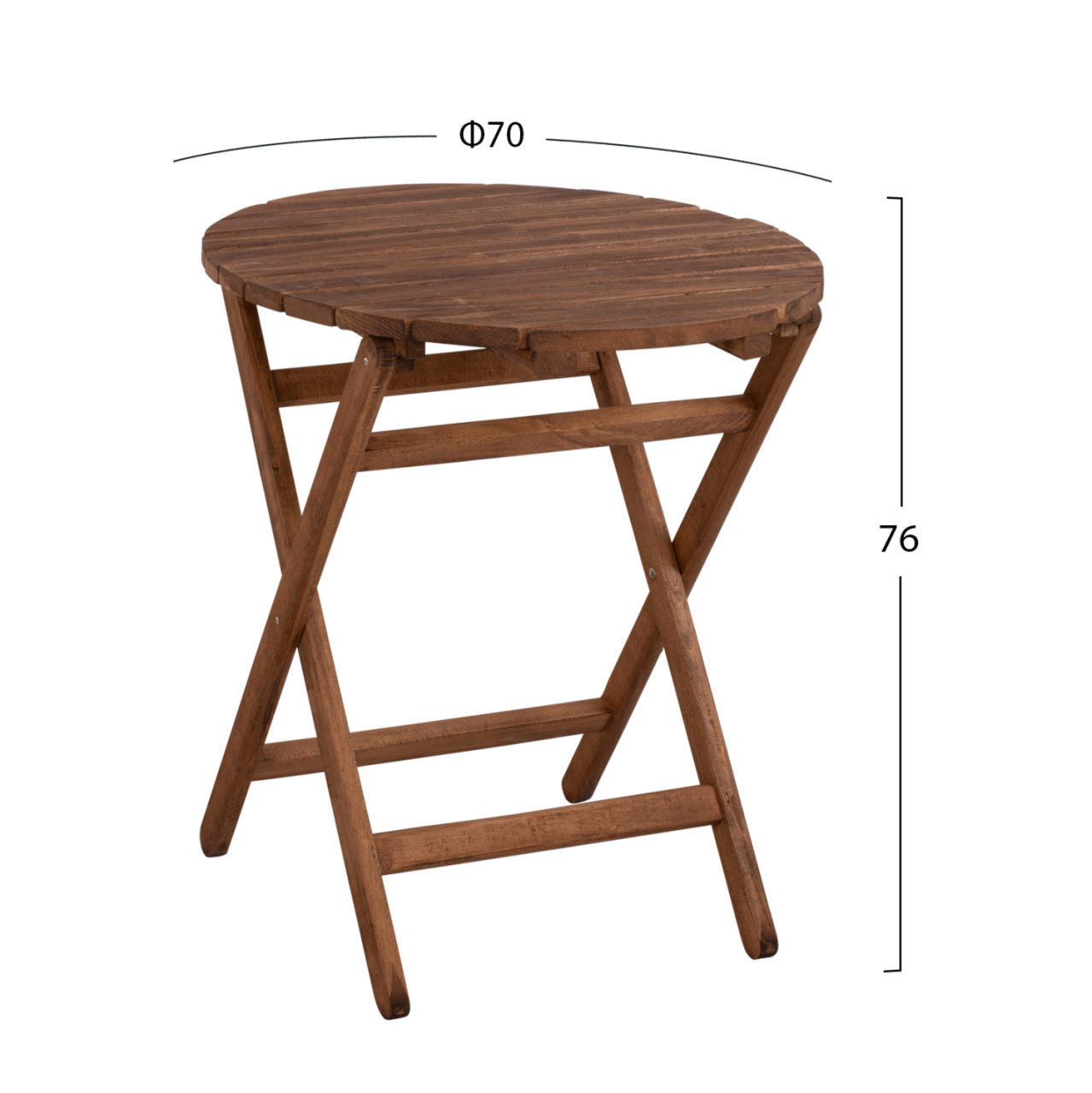 Director's Chair Limnos Round 70cm solid oak wood Walnut HM5654.01 [2]