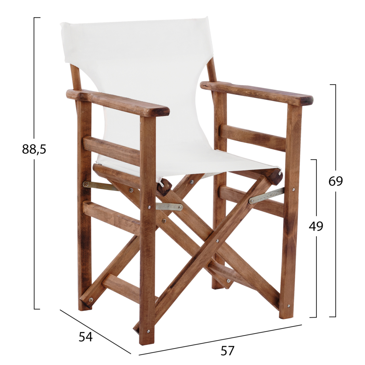 Director's chair Limnos Walnut cream textline HM10368.60 57X54X88,5 cm [2]