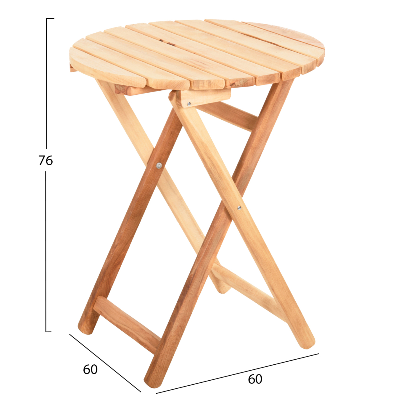 DIRECTOR'S ROUND TABLE LIMNOS HM5653.02 BEECH WOOD IMPREGNATION IN NATURAL Φ60Χ76Hcm. [2]