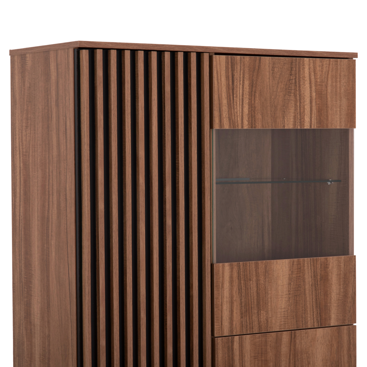DISPLAY CABINET SERIES HARRY HM18011.01 MELAMINE IN NATURAL WOOD COLOR-BLACK 90x40x185Hcm. [7]
