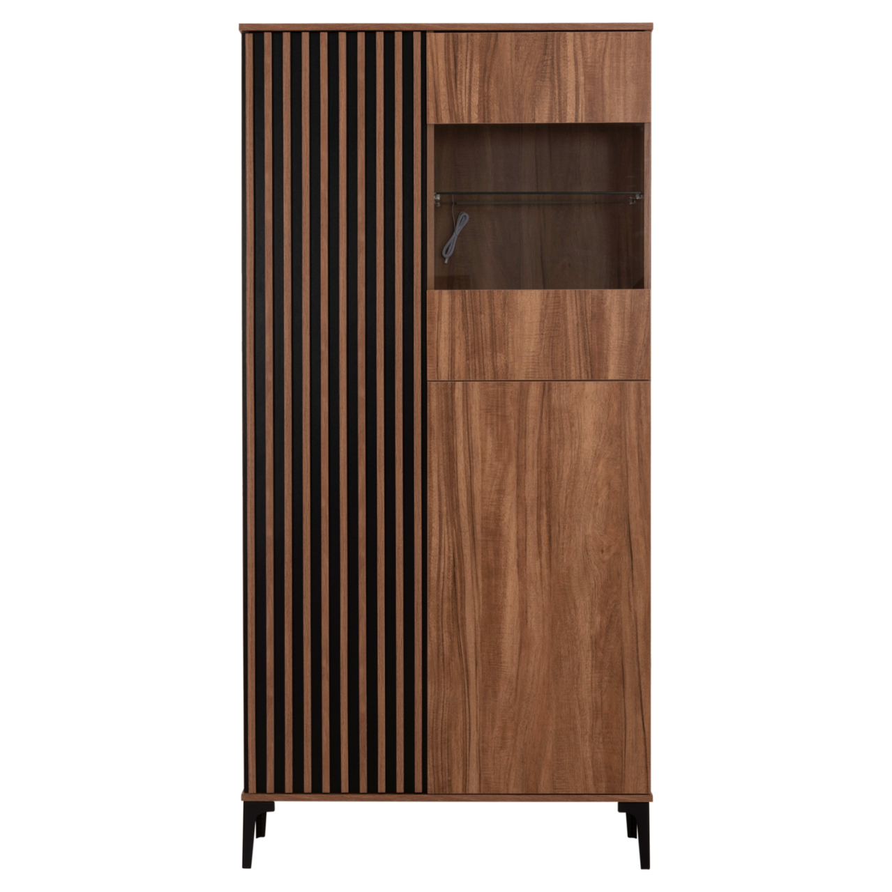 DISPLAY CABINET SERIES HARRY HM18011.01 MELAMINE IN NATURAL WOOD COLOR-BLACK 90x40x185Hcm. [3]