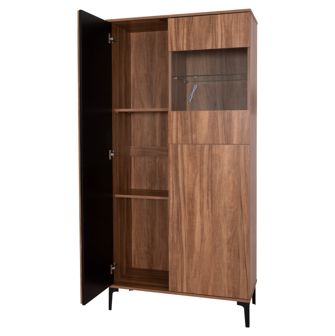 DISPLAY CABINET SERIES HARRY HM18011.01 MELAMINE IN NATURAL WOOD COLOR-BLACK 90x40x185Hcm. [6]