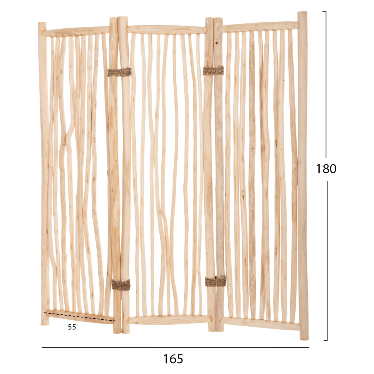 DIVIDER WITH 3 LEAFS ZENDOR HM4316 TEAK BRANCHES IN NATURAL 165x180Hcm. [2]