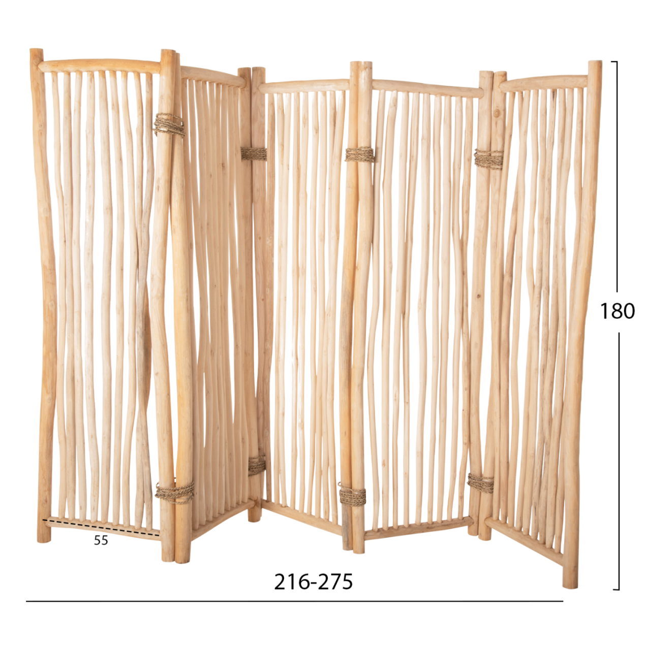 DIVIDER WITH 5 LEAFS ZENDOR HM4320 TEAK BRANCHES IN NATURAL 216-275x180Hcm. [2]