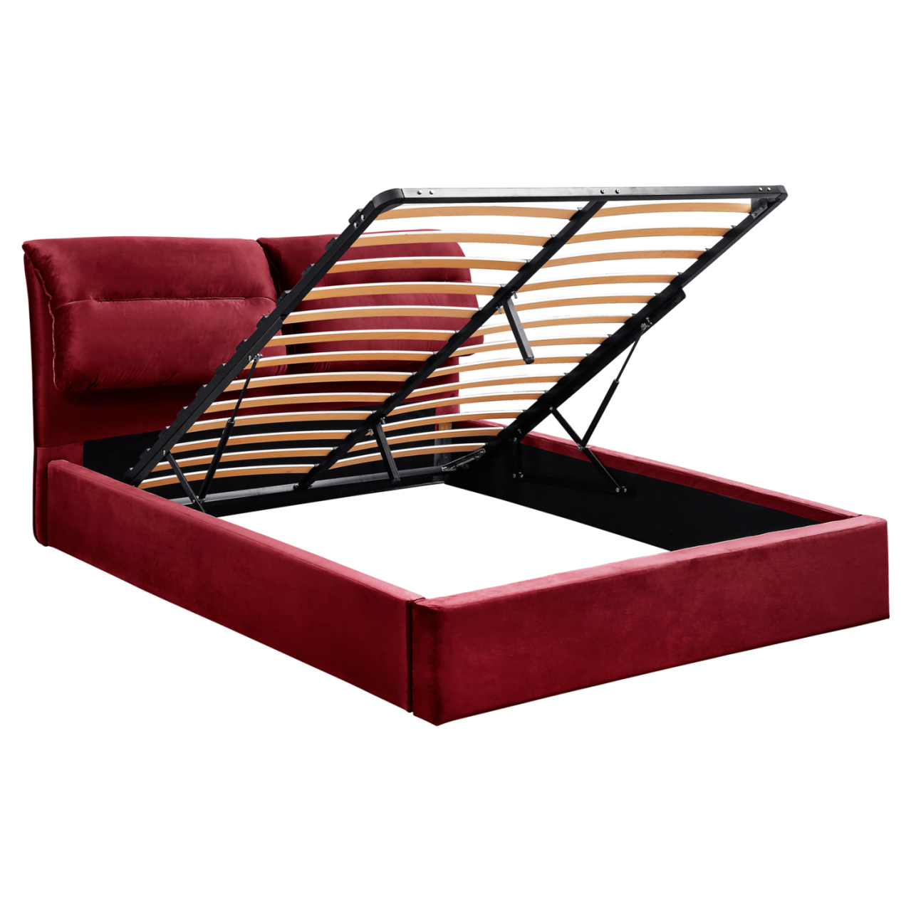DOUBLE BED and MATTRESS KENDRA HM10720.06 BURGUNDY RED VELVET WITH STORAGE SPACE--FOR 160x200cm [4]