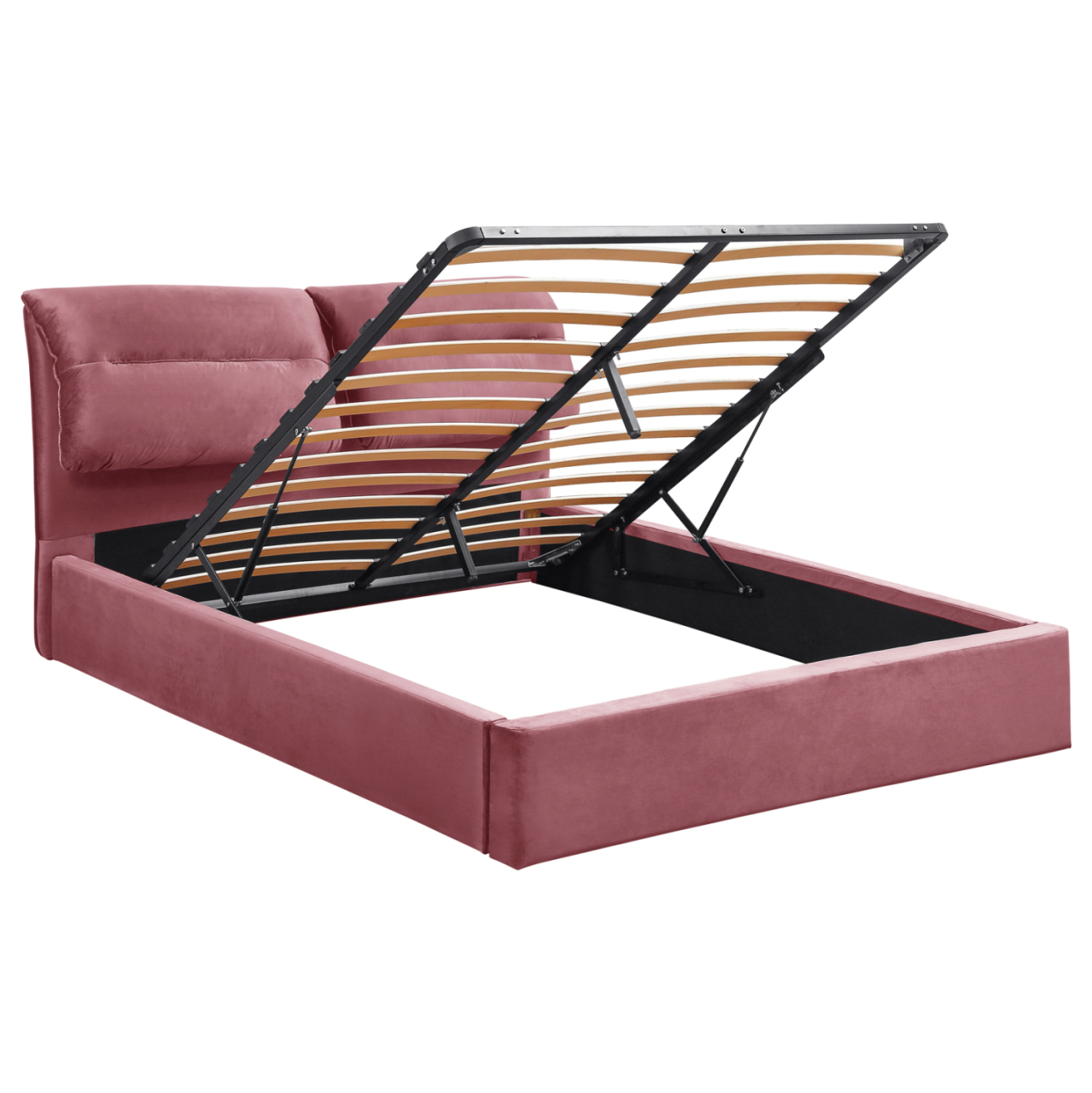DOUBLE BED and MATTRESS KENDRA HM10830.02 DUSTY PINK VELVET WITH STORAGE SPACE--FOR 160x200cm [4]