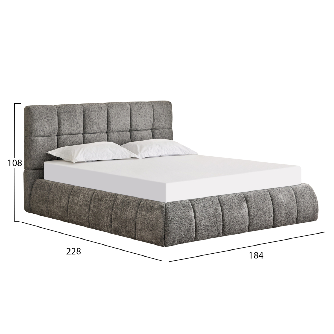 DOUBLE BED EDDY HM731.01 GREY BOUCLE and STORAGE SPACE--FOR MATTRESS 160x200cm. [3]
