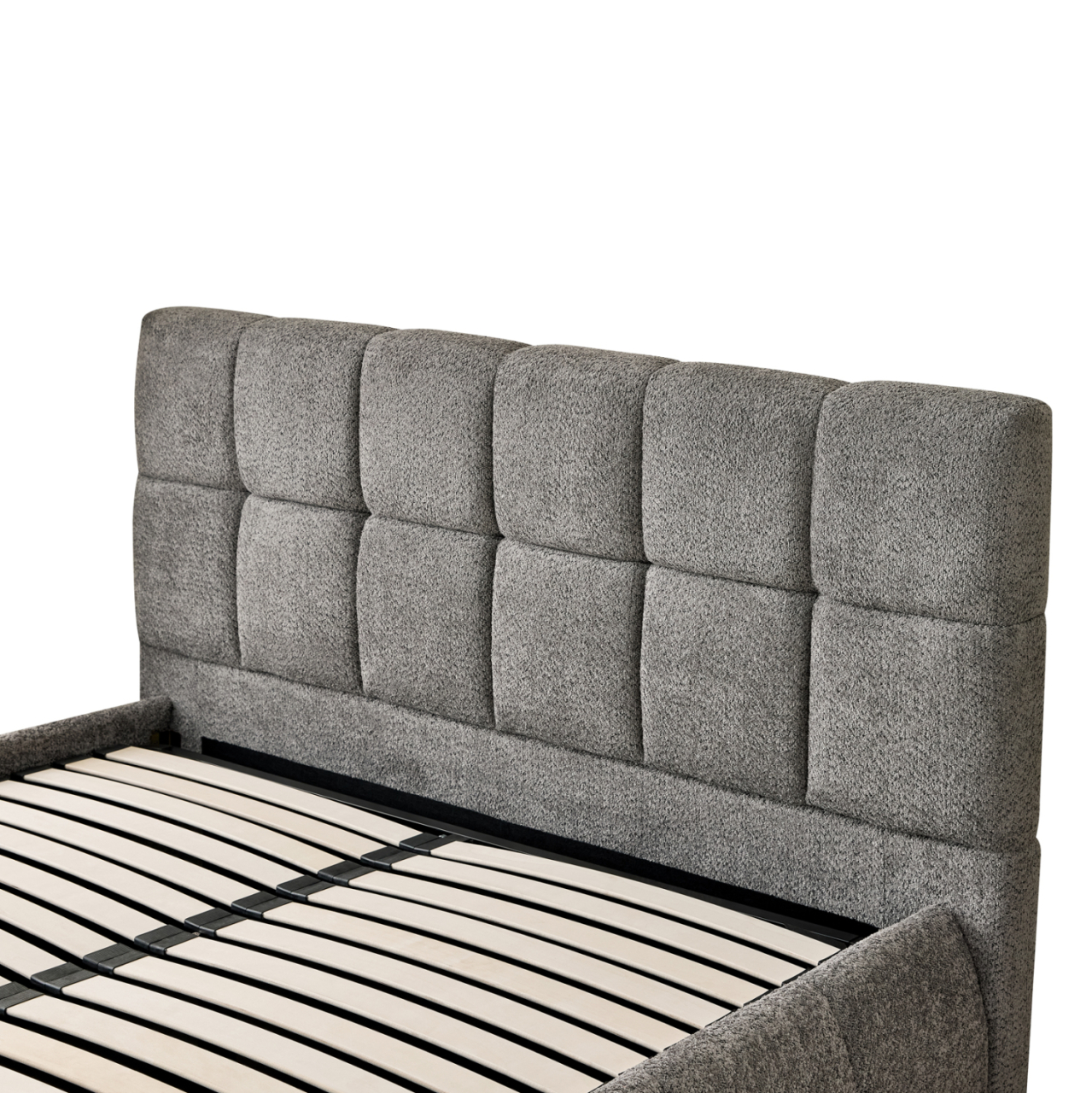 DOUBLE BED EDDY HM731.01 GREY BOUCLE and STORAGE SPACE--FOR MATTRESS 160x200cm. [7]