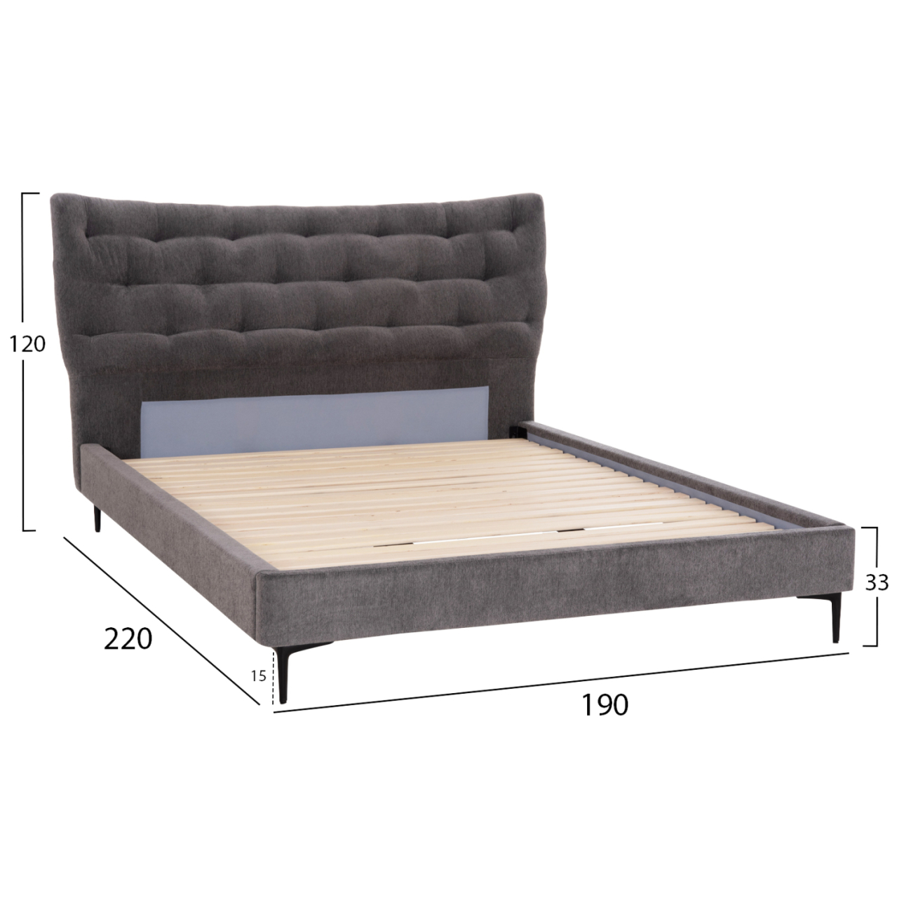 DOUBLE BED JILL HM737.01 FABRIC IN GREY--FOR MATTRESS 160x200cm [2]