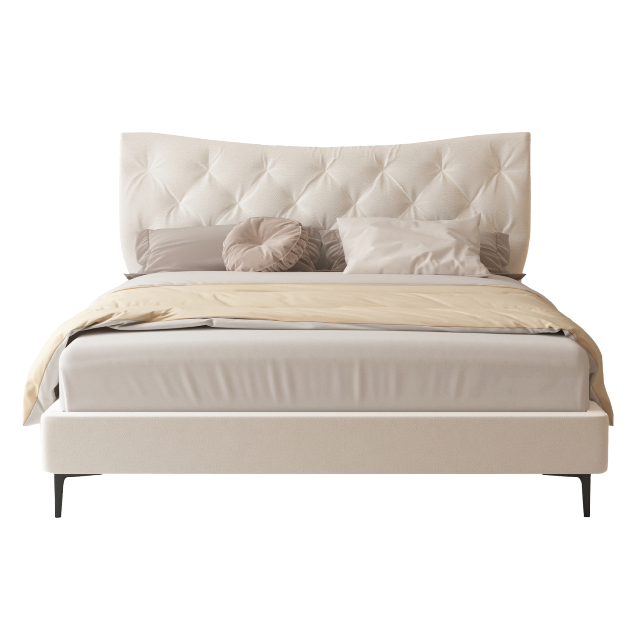 DOUBLE BED JILL HM737.03 FABRIC IN BEIGE--FOR MATTRESS 160x200cm [4]