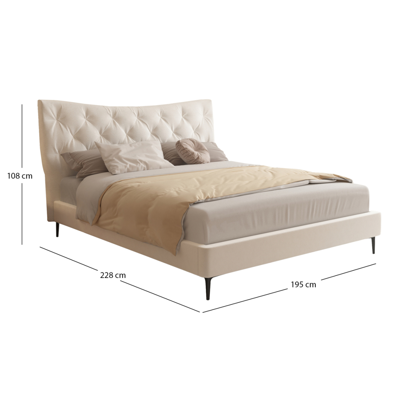 DOUBLE BED JILL HM737.03 FABRIC IN BEIGE--FOR MATTRESS 160x200cm [3]