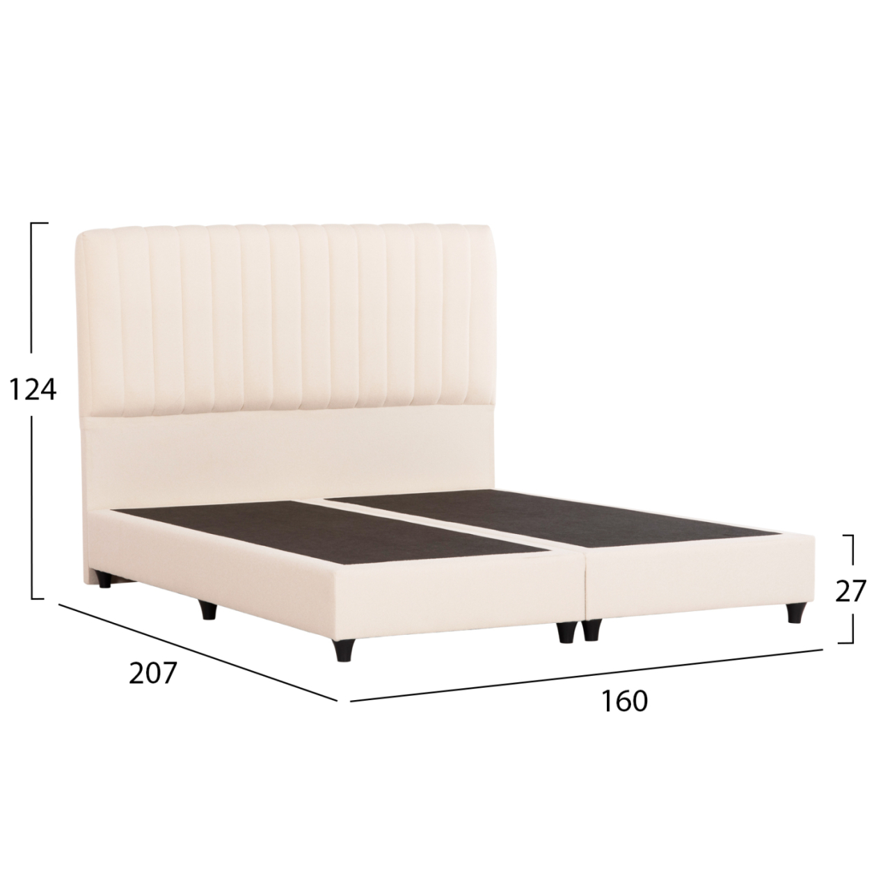 DOUBLE BED LUTHER HM717 BEIGE FABRIC FOR MATTRESS 160x200cm. [3]