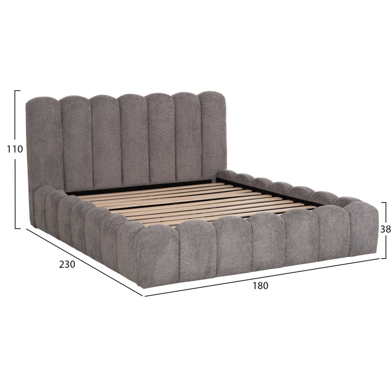 DOUBLE BED MARIUS HM759.01 GREY CHENILLE FABRIC--FOR MATTRESS 160x200cm. [3]