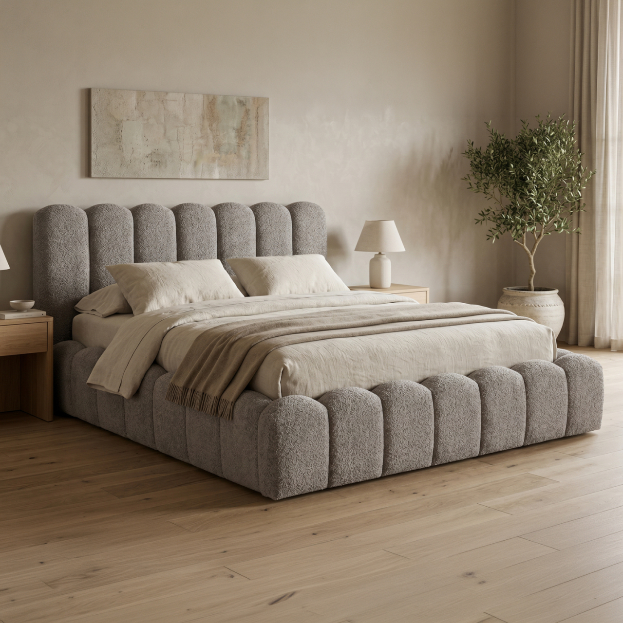 DOUBLE BED MARIUS HM759.01 GREY CHENILLE FABRIC--FOR MATTRESS 160x200cm. [2]