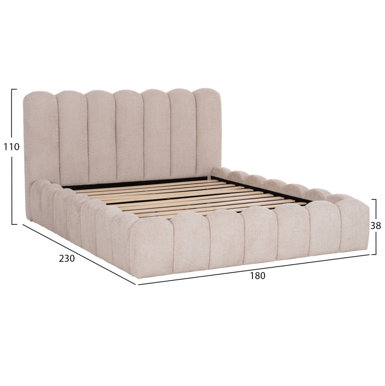 DOUBLE BED MARIUS HM759.03 BEIGE CHENILLE FABRIC--FOR MATTRESS 160x200cm. [3]