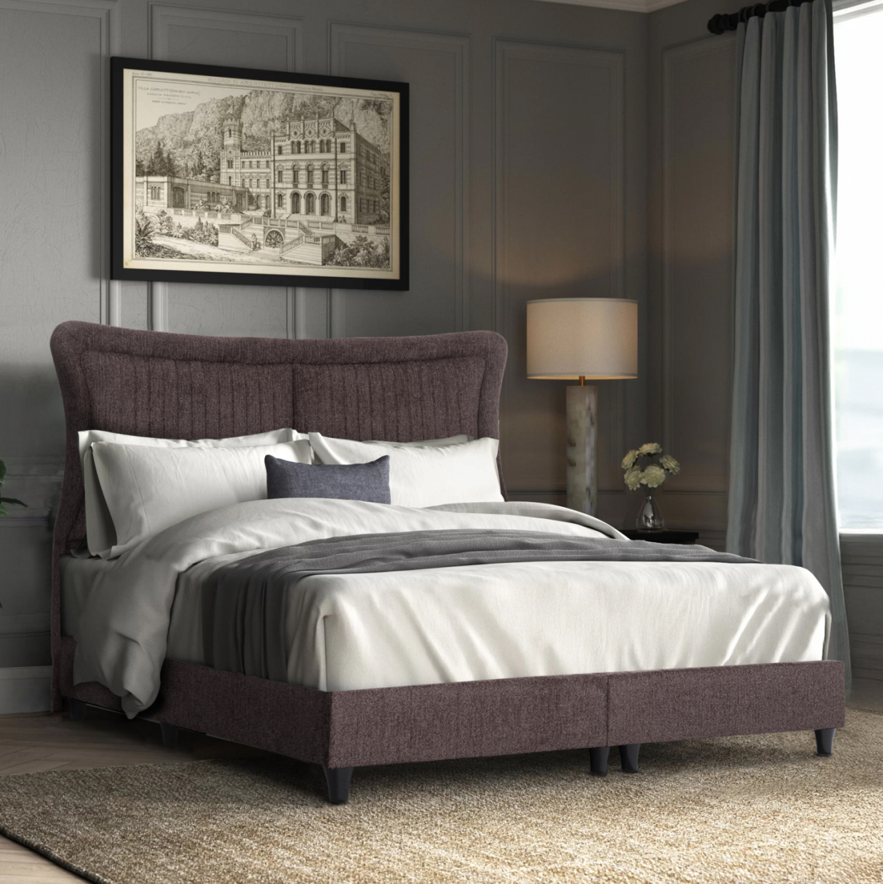 DOUBLE BED NESTOR HM715.02 BROWN TEDDY FABRIC FOR MATTRESS 160x200cm. [2]