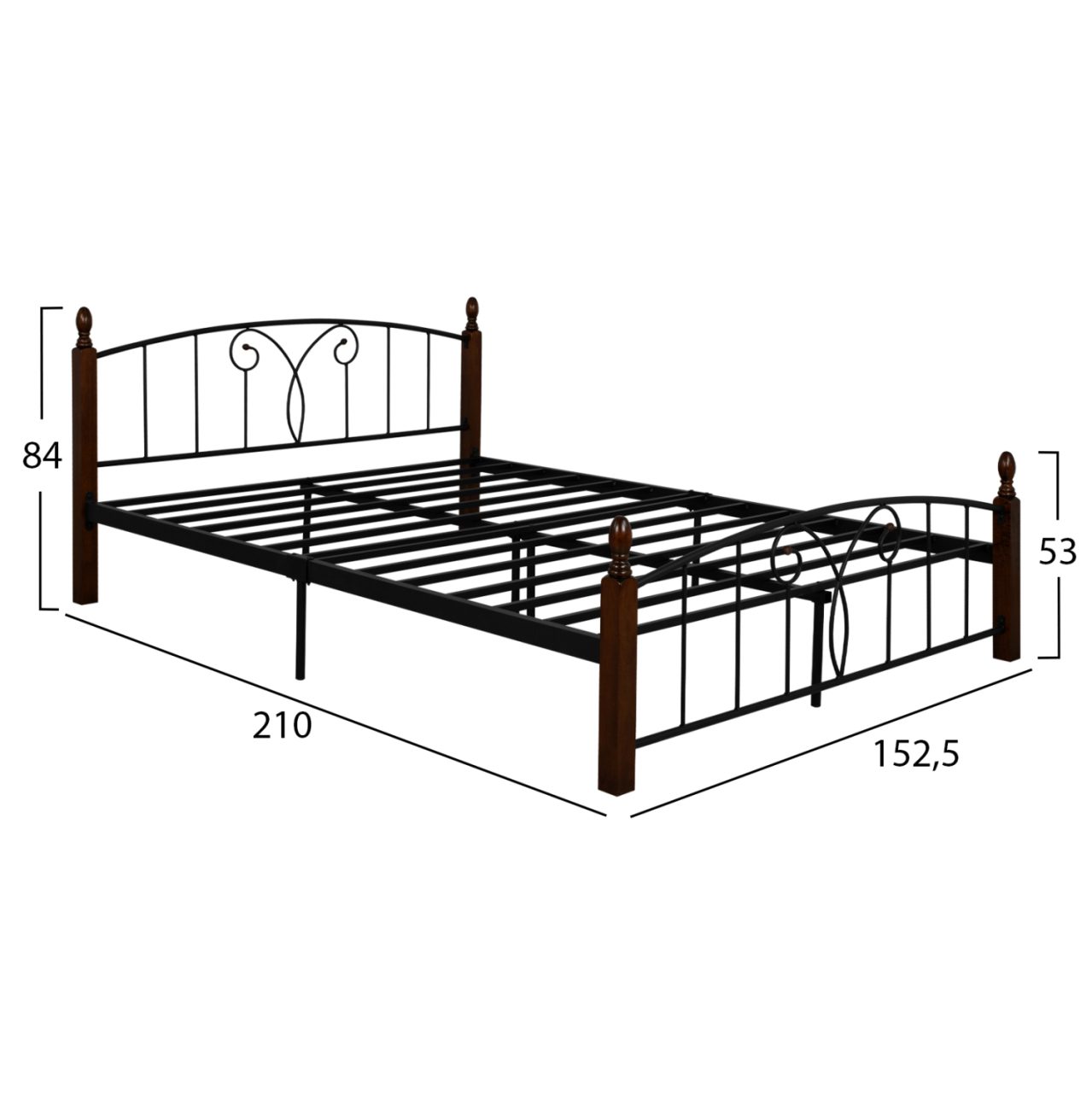 Double Bed Suzie HM585 for mattress 150x200cm, Metal-RUBBERWOOD [3]