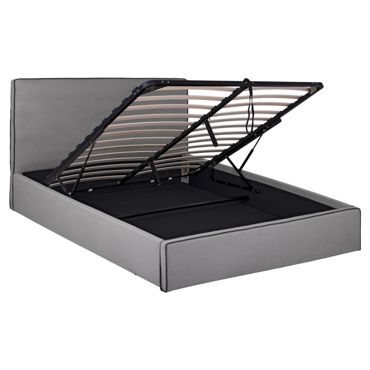 DOUBLE BED WITH MATTRESS and STORAGE SPACE ALLIE HM21170 GREY FABRIC--FOR 160X200cm. [4]