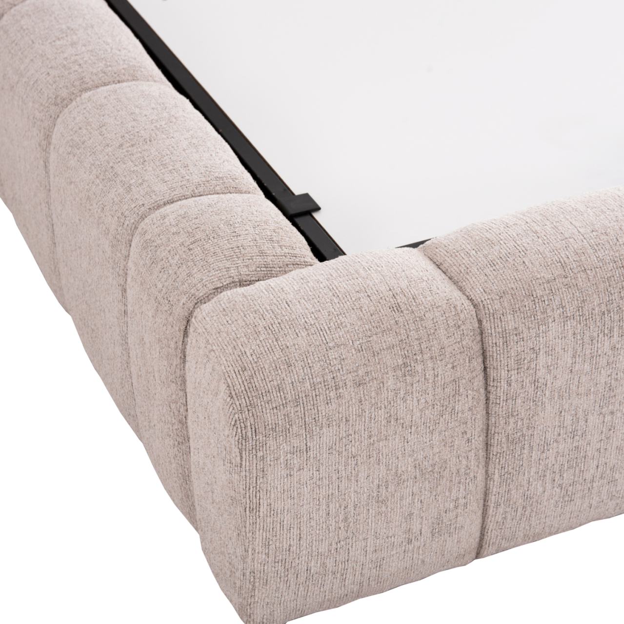 DOUBLE BED WITH MATTRESS and STORAGE SPACE REMO HM21167 BEIGE BOUCLE FABRIC--FOR 160x200cm. [7]