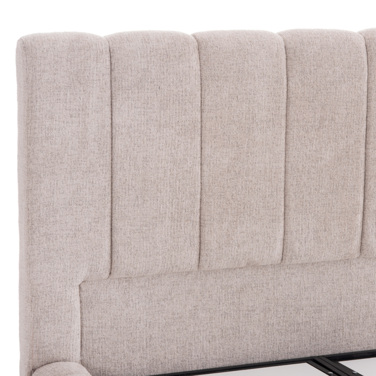 DOUBLE BED WITH MATTRESS and STORAGE SPACE REMO HM21167 BEIGE BOUCLE FABRIC--FOR 160x200cm. [8]
