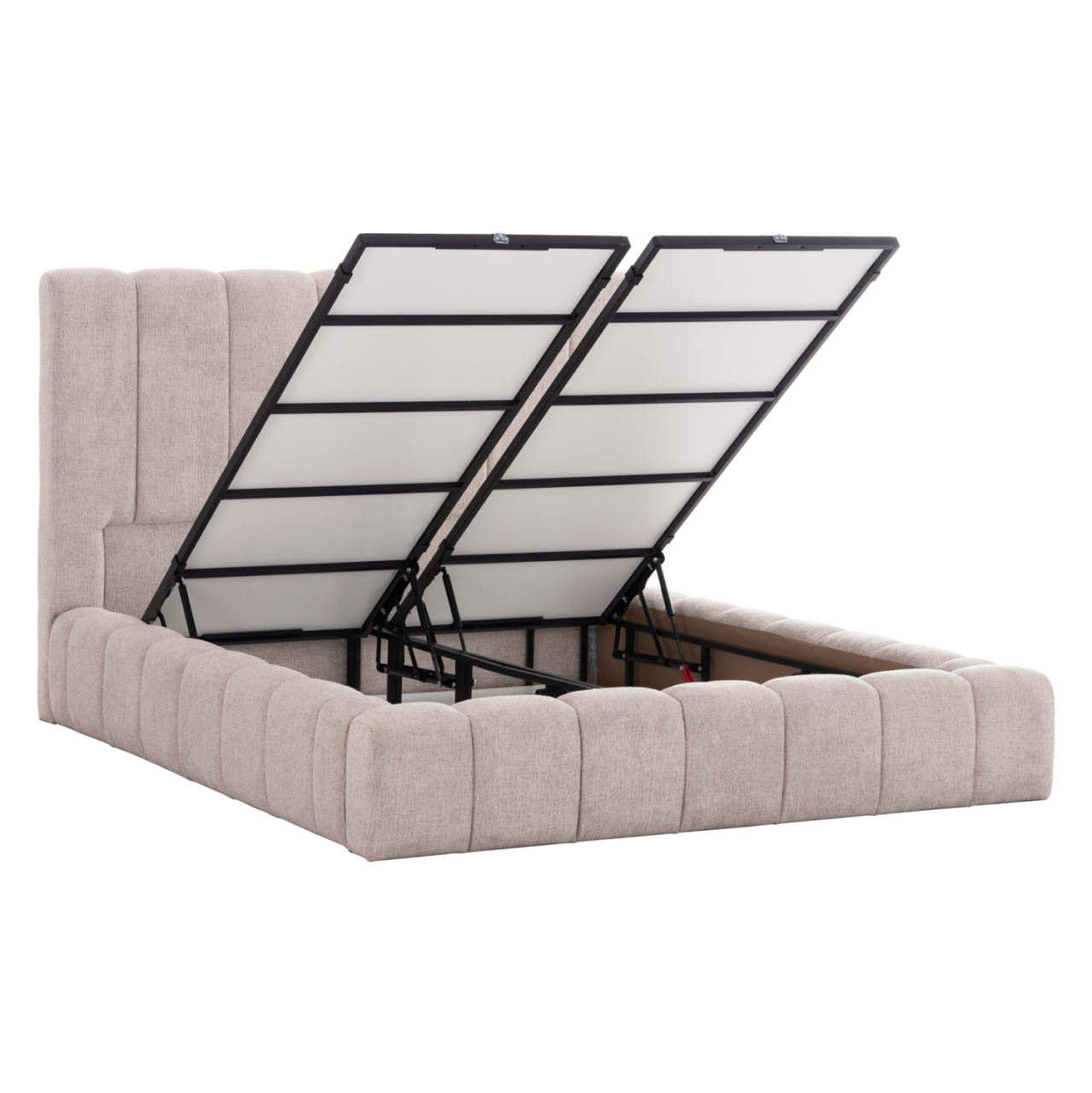DOUBLE BED WITH MATTRESS and STORAGE SPACE REMO HM21167 BEIGE BOUCLE FABRIC--FOR 160x200cm. [4]