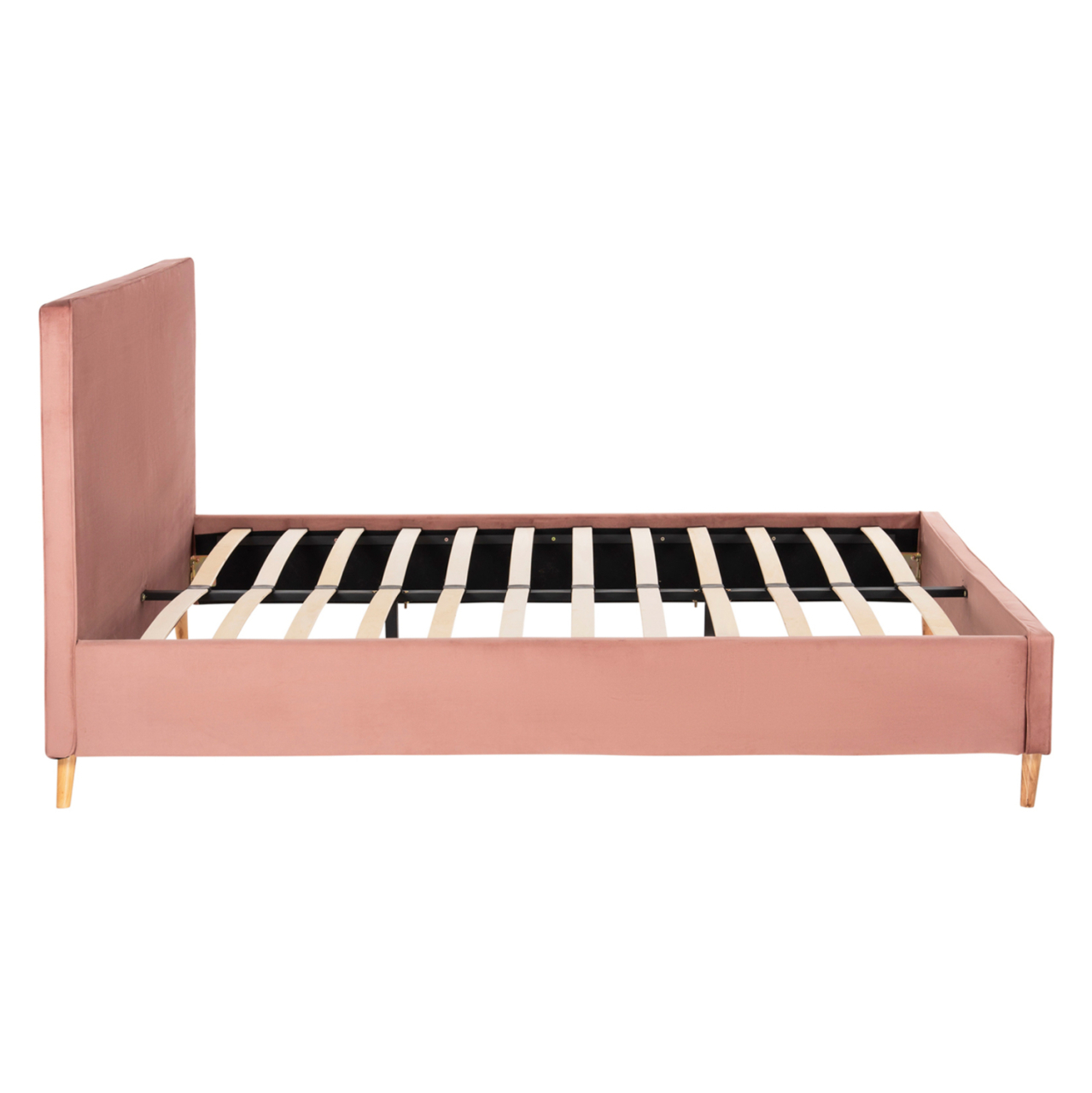 DOUBLE BED WITH MATTRESS INDRA HM10810.12 DUSTY PINK VELVET--FOR MATTRESS 160x200cm. [5]