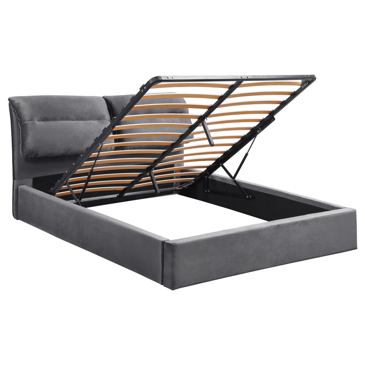 DOUBLE BED WITH MATTRESS KENDRA HM10720.01 GREY VELVET WITH STORAGE SPACE--FOR 160x200cm [4]