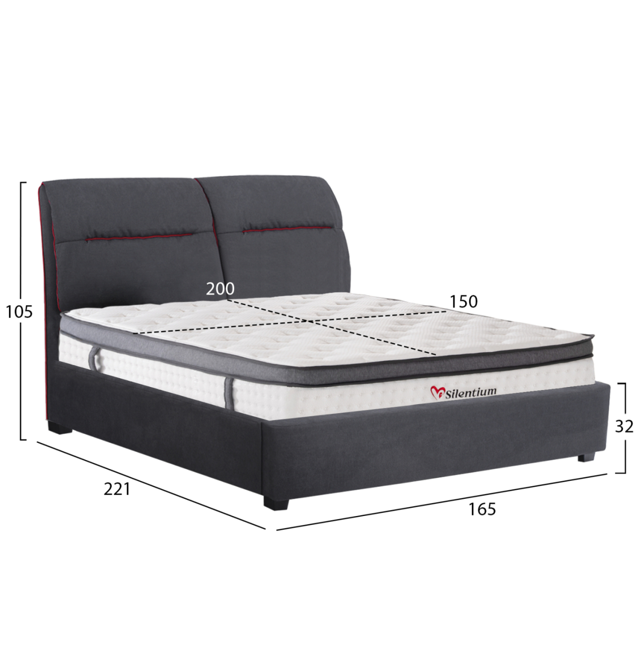DOUBLE BED WITH MATTRESS KENDRA HM10804 GREY FABRIC--FOR MATTRESS 150x200cm. [3]