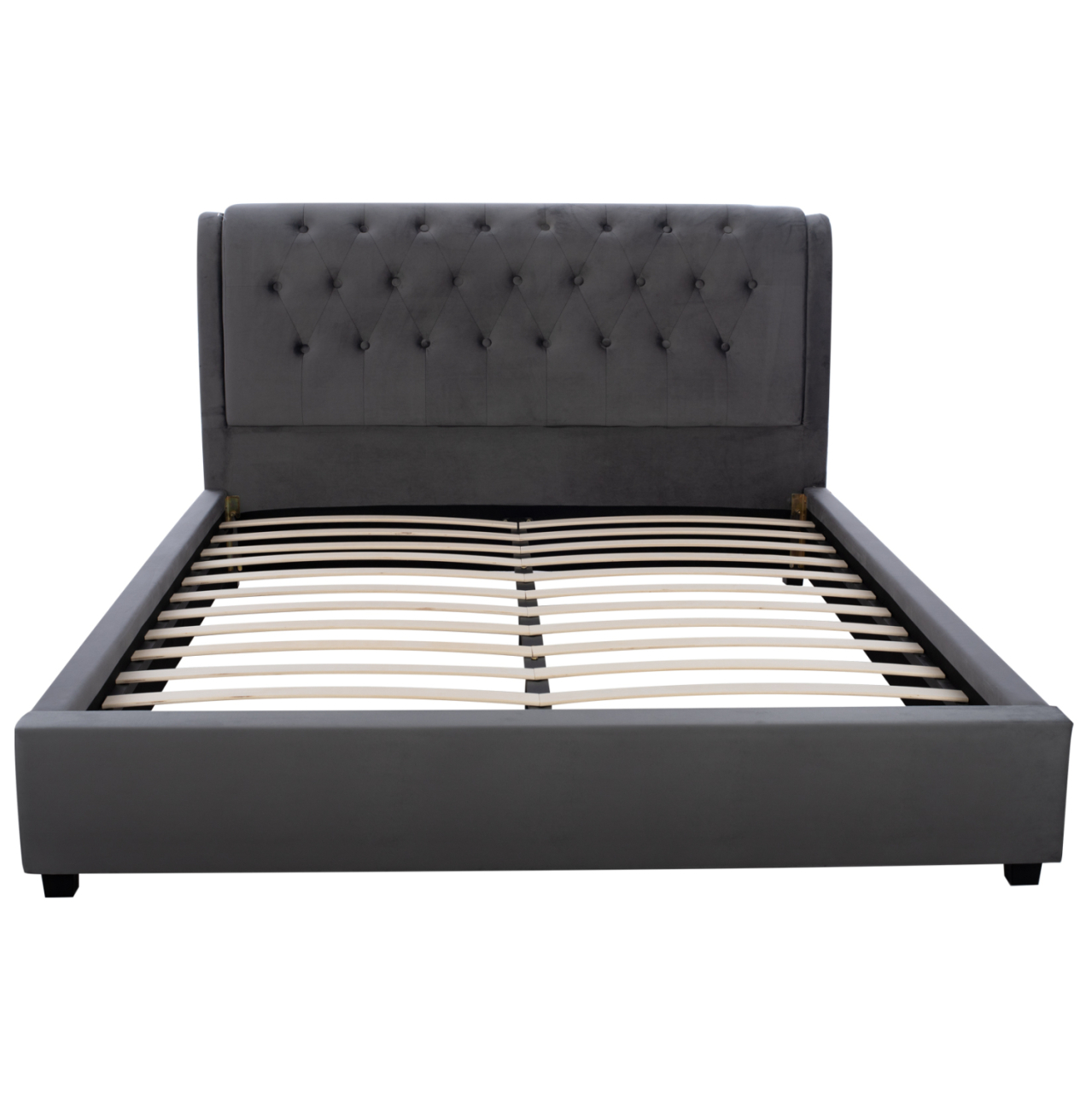 DOUBLE BED WITH MATTRESS ODALYS HM10748.11 VELVET IN GREY--FOR MATTRESS 150x200cm. [4]