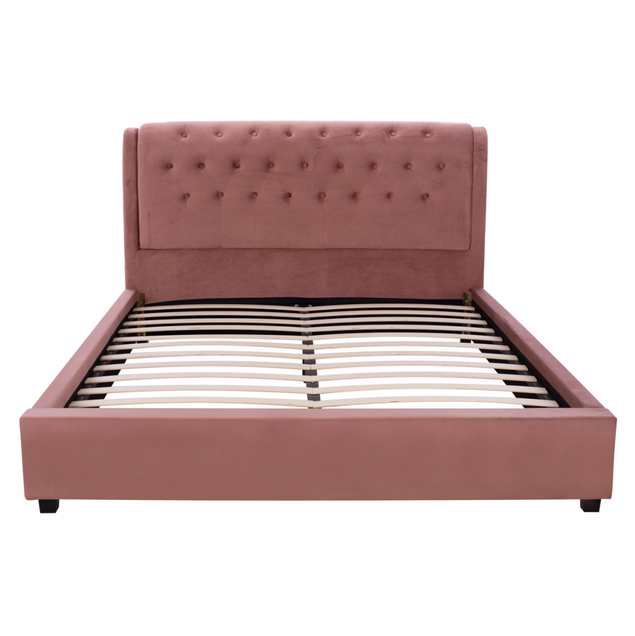 DOUBLE BED WITH MATTRESS ODALYS HM10748.12 VELVET IN DUSTY PINK--FOR MATTRESS 150x200cm. [4]