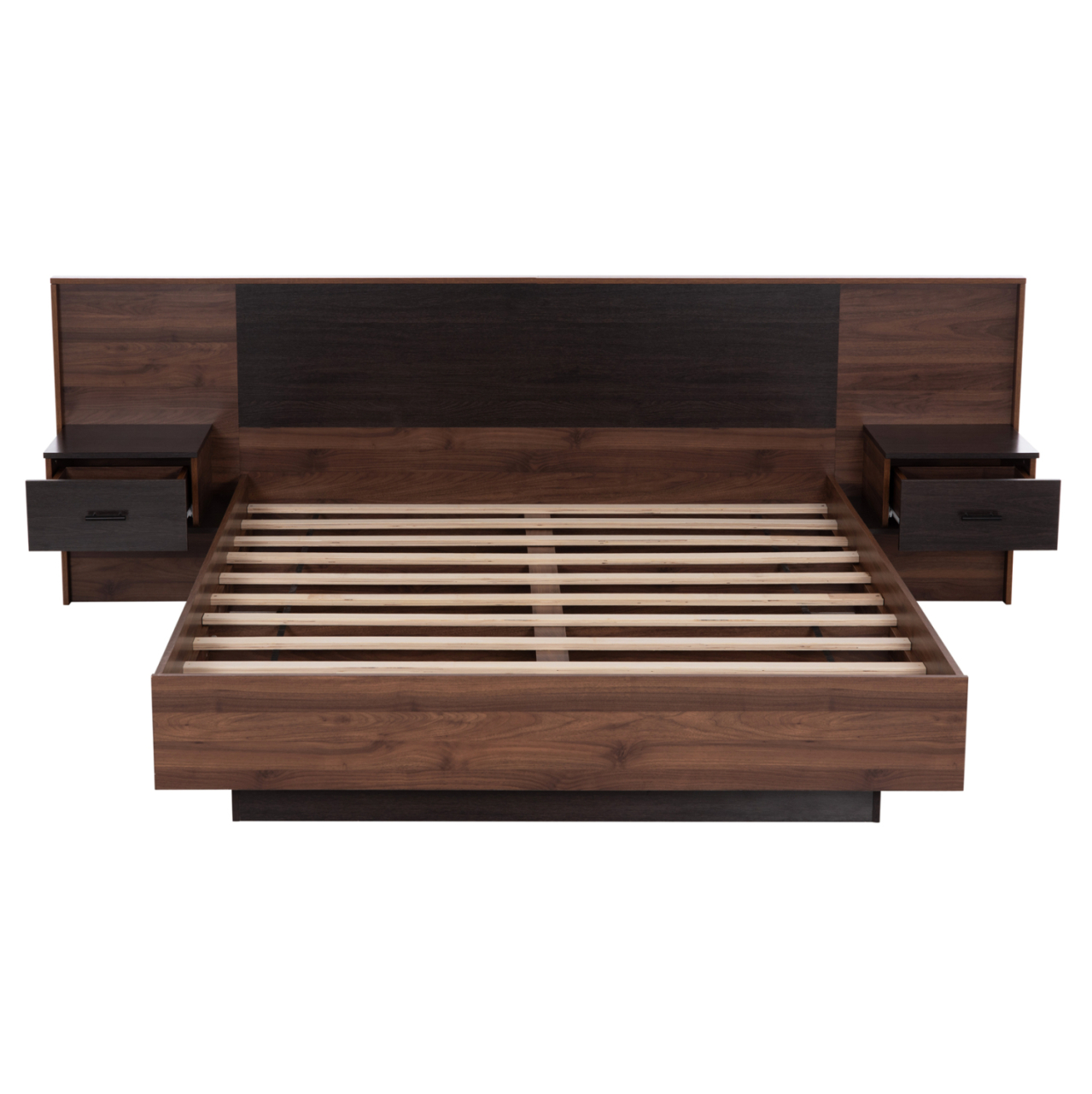 DOUBLE BED WITH NIGHTSTANDS CARYS HM744.11 MELAMINE IN WALNUT/ZEBRANO--MATTRESS 160x200cm [4]