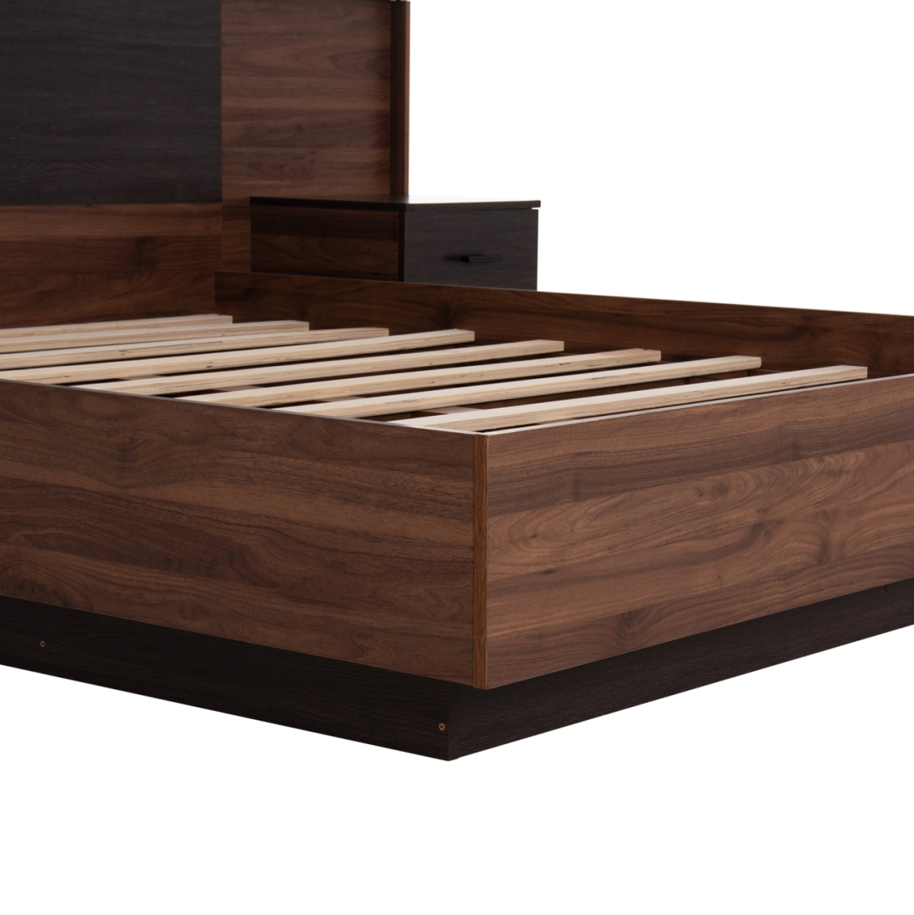 DOUBLE BED WITH NIGHTSTANDS CARYS HM744.11 MELAMINE IN WALNUT/ZEBRANO--MATTRESS 160x200cm [10]
