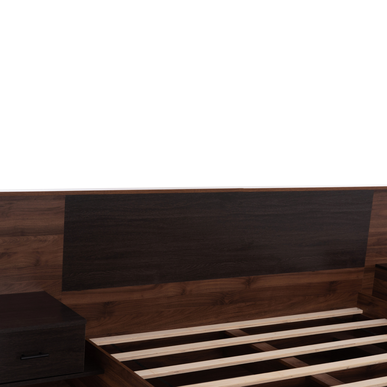 DOUBLE BED WITH NIGHTSTANDS CARYS HM744.11 MELAMINE IN WALNUT/ZEBRANO--MATTRESS 160x200cm [6]