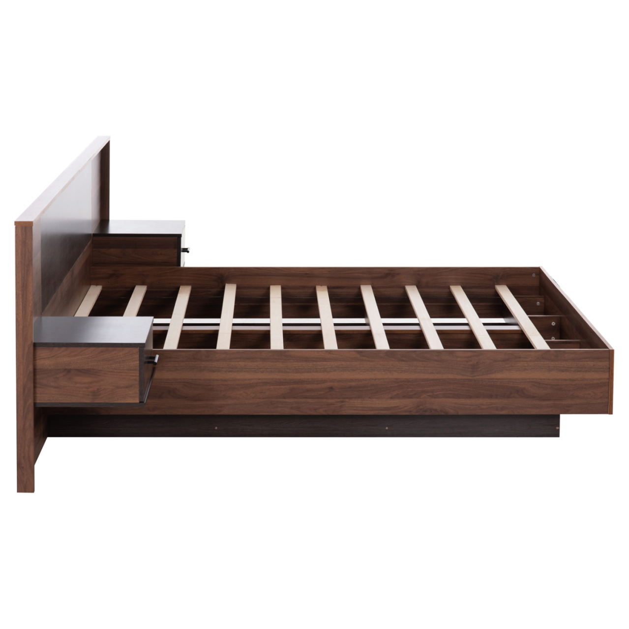 DOUBLE BED WITH NIGHTSTANDS CARYS HM744.11 MELAMINE IN WALNUT/ZEBRANO--MATTRESS 160x200cm [5]