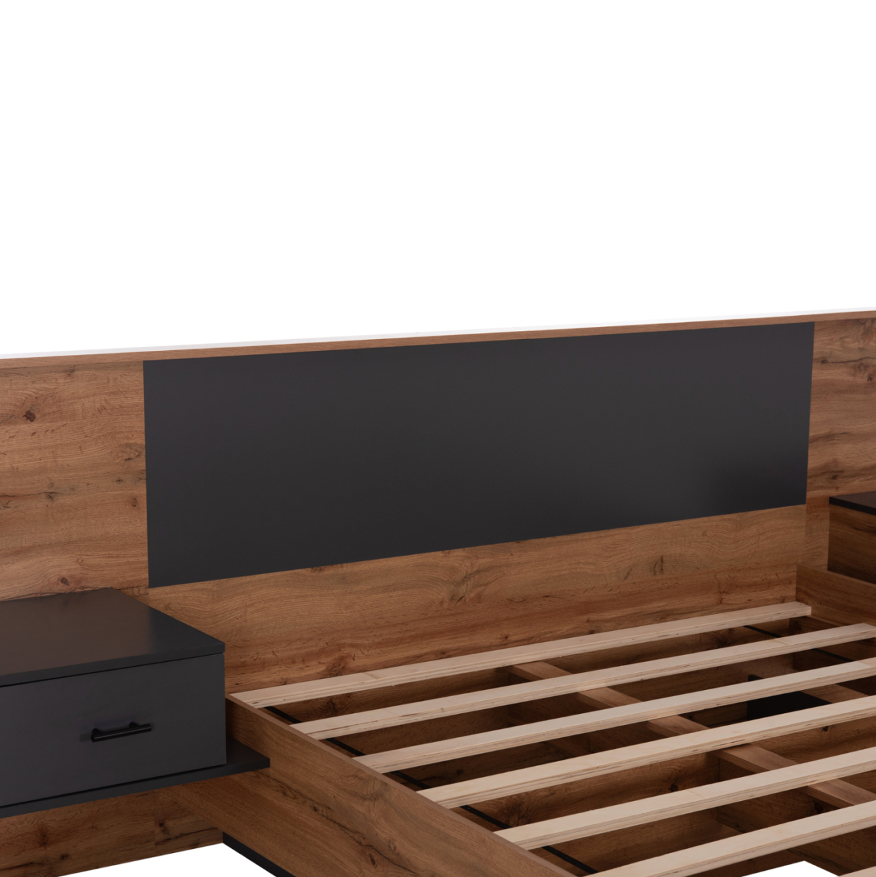 DOUBLE BED WITH NIGHTSTANDS CARYS HM744.12 MELAMINE IN NATURAL/GREY--MATTRESS 160x200cm [6]