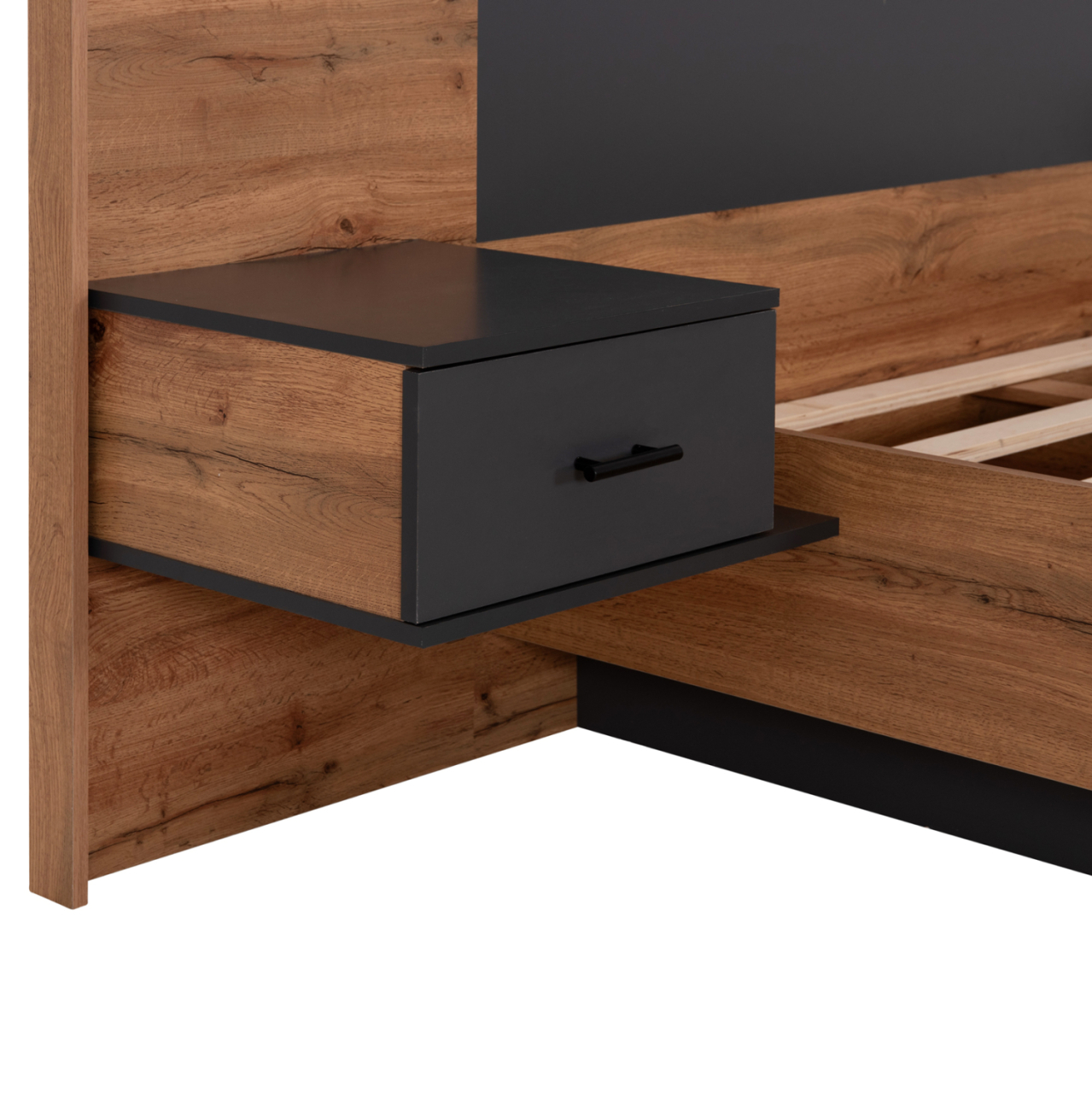 DOUBLE BED WITH NIGHTSTANDS CARYS HM744.12 MELAMINE IN NATURAL/GREY--MATTRESS 160x200cm [8]