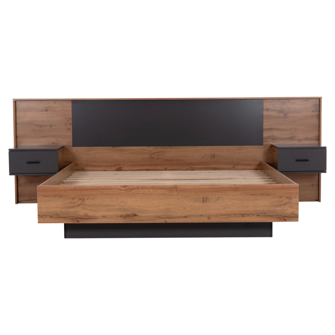 DOUBLE BED WITH NIGHTSTANDS CARYS HM744.12 MELAMINE IN NATURAL/GREY--MATTRESS 160x200cm [4]