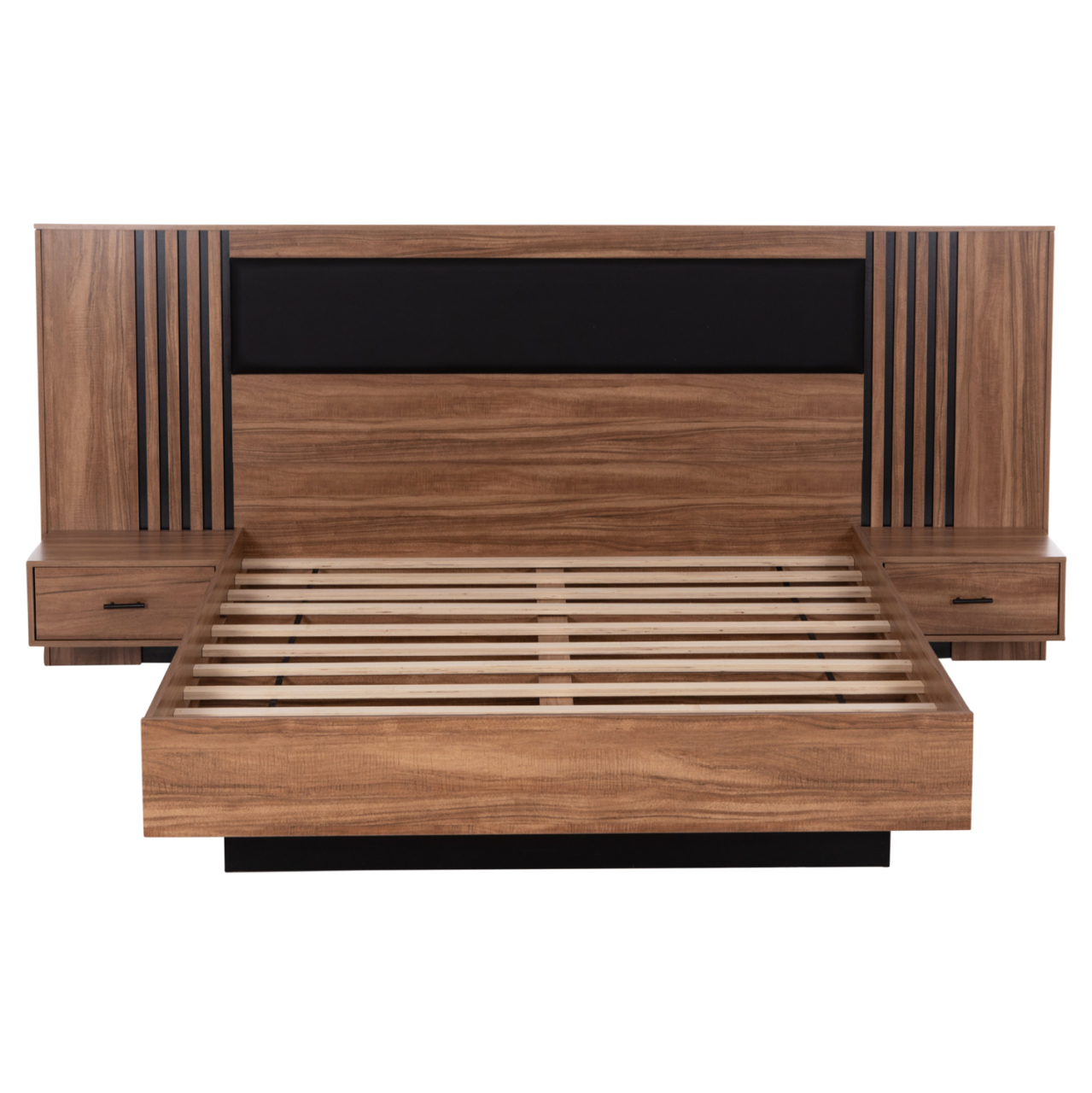 DOUBLE BED WITH NIGHTSTANDS HARRY HM750.01 MELAMINE IN NATURAL/BLACK--MATTRESS 160x200cm [4]