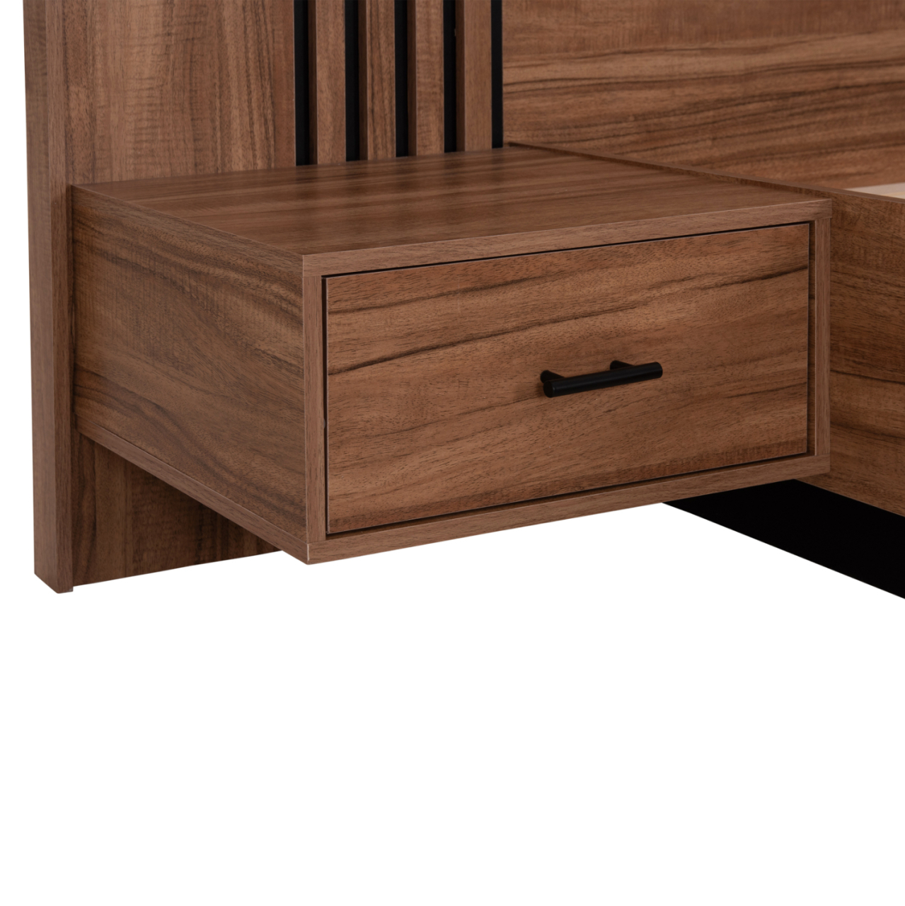 DOUBLE BED WITH NIGHTSTANDS HARRY HM750.01 MELAMINE IN NATURAL/BLACK--MATTRESS 160x200cm [8]
